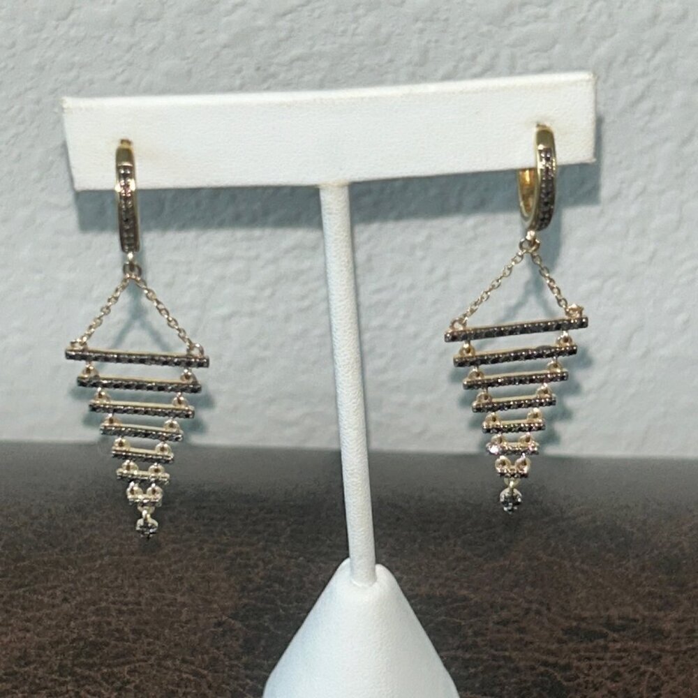 Rarities Carol Brodie 3/4ctw BLACK DIAMOND Gold Plated Silver Drop Earrings NWT - Picture 11 of 15